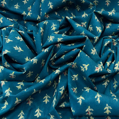 Teal Blue Floral Cotton Print