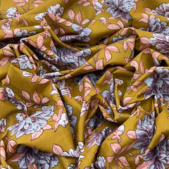 Mustard Yellow Floral Cotton Print