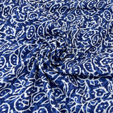Blue Indigo Floral Cotton Print