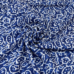 Blue Indigo Floral Cotton Print