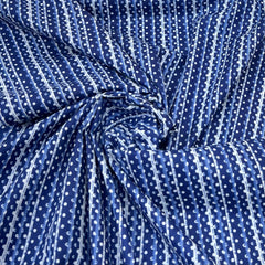 Blue Indigo Stripes Cotton Print