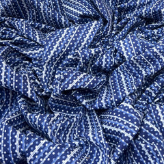 Blue Indigo Stripes Cotton Print