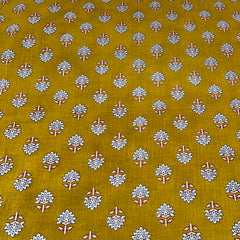 Mustard Yellow Floral Cotton Print