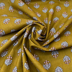 Mustard Yellow Floral Cotton Print