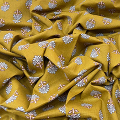 Mustard Yellow Floral Cotton Print