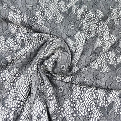 White With Black Floral Rayon Cotton Print