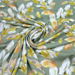 Light Green Feather Rayon Satin print