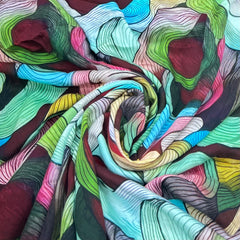 Green With Multicolour Geometric Rayon Satin print