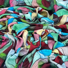 Green With Multicolour Geometric Rayon Satin print