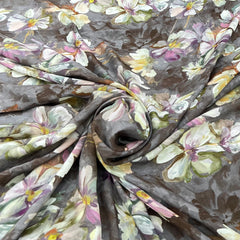 Light Grey Multicolour Floral Muslin Print