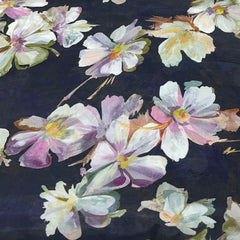 Black Multicolour Floral Muslin Print
