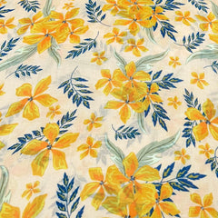 Light Yellow Floral Mul Mul Cotton Print