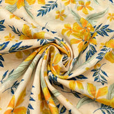 Light Yellow Floral Mul Mul Cotton Print
