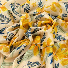 Light Yellow Floral Mul Mul Cotton Print