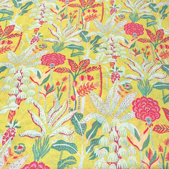 Yellow Multicolour Floral Mul Mul Cotton Print