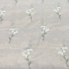 Natural Beige Chanderi Silk Tissue Thread Embroidery