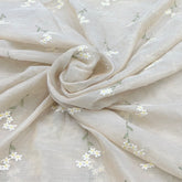 Natural Beige Chanderi Silk Tissue Thread Embroidery