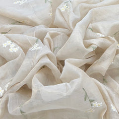 Natural Beige Chanderi Silk Tissue Thread Embroidery