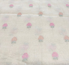 Natural Beige Chanderi Silk Tissue Embroidery