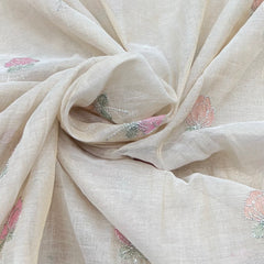 Natural Beige Chanderi Silk Tissue Embroidery