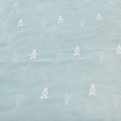 Mint Green Floral Mul Chanderi Mukaish Thread Embroidery