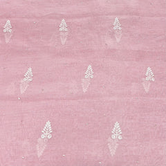 Pink Floral Mul Chanderi Mukaish Thread Embroidery