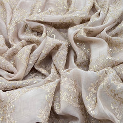 Light Brown Floral Jal Mul Chanderi Zari Embroidery