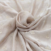 Light Brown Floral Mul Chanderi Zari Embroidery