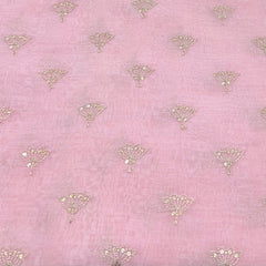 Light Pink Floral Mul Chanderi Zari Embroidery