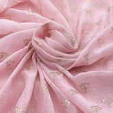 Light Pink Floral Mul Chanderi Zari Embroidery