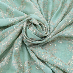 Light Green Floral Jal Mul Chanderi Zari Embroidery