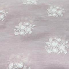 Light Onion Pink Floral Mul Chanderi Embroidery