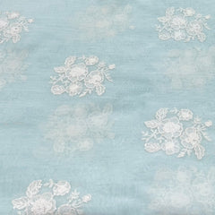 Light Mint Green Floral Mul Chanderi Embroidery