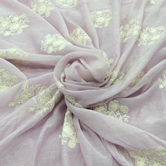 Light Lavender Floral Mul Chanderi Embroidery