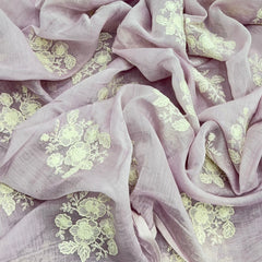 Light Lavender Floral Mul Chanderi Embroidery