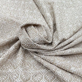 Light Beige Floral Slub Silk Thread Sequins Embroidery