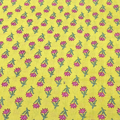 Yellow Multicolour Floral Cotton Print