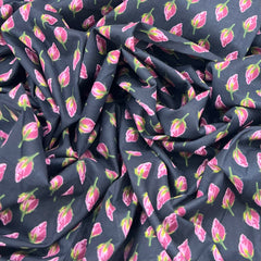 Black Floral Cotton Print