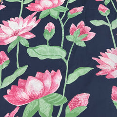 Black Pink Lotus Floral Cotton Print