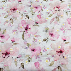 Light Lavender Floral Gauge Linen Embroidery