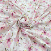 Light Lavender Floral Gauge Linen Embroidery