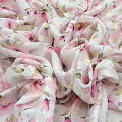 Light Lavender Floral Gauge Linen Embroidery