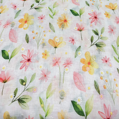 Light Pink Floral Gauge Linen Embroidery