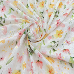 Light Pink Floral Gauge Linen Embroidery