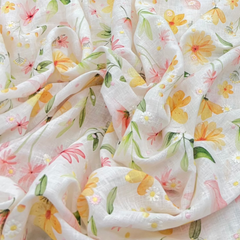 Light Pink Floral Gauge Linen Embroidery