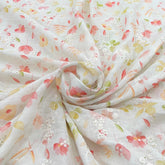 Off White Floral Gauge Linen Embroidery