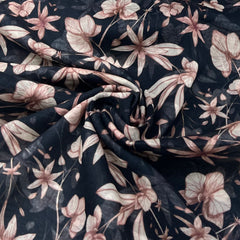 Black Tropical Japanese Mul Cotton Print