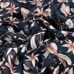 Black Tropical Japanese Mul Cotton Print