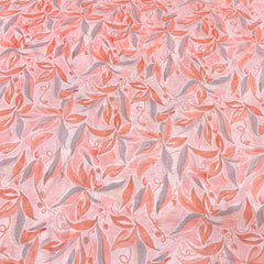 Peach Tropical Leaf Mul Cotton Print