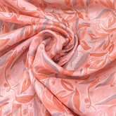 Peach Tropical Leaf Mul Cotton Print